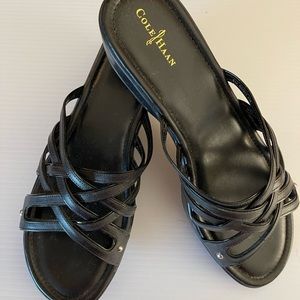 Cole Haan Cross Strap Leather Slide Platform Sandals. Nike Air Technology